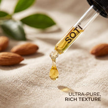 Load image into Gallery viewer, Organic Sweet Almond Body Oil, USDA Certified 100% Pure Cold Pressed Hexane Free | Carrier Oil & Hair Oil for Face Skin Hair Baby Massage & Body by SOTI (60ml / 2oz)