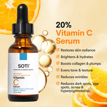 Load image into Gallery viewer, Soti Vitamin C Anti-aging Face Serum 20% Vitamin C Concentrated To Reduces Wrinkles, Dark Spots & Acne, Brightens Skin Tone and Restores Radiance Formulated in USA, 1 fl.oz. 30ml