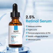 Load image into Gallery viewer, Soti 2.5% Retinol Serum (30ml) and 20% Vitamin C Serum (30ml) with Hyaluronic Acid, Alpha Arbutin and Vitamin E, Formulated in USA! Day and Night skin care