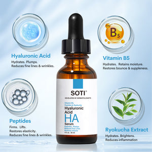 Hyaluronic Acid + 2% B5 Face Serum - Advanced Hydration Formula for Youthful, Plump Skin with Peptides, Vitamin B5, Ryokucha Extract - Anti-Aging, Moisturizing, Brightening 30ml