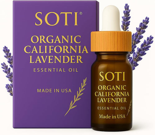 SOTI Organic Lavender Essential Oil, Made in USA, California, 100% Pure Premium Grade Undiluted Natural, for Aromatherapy, Diffusers, Relaxation, Sleep, Stress Relief & Massage, 5 mL