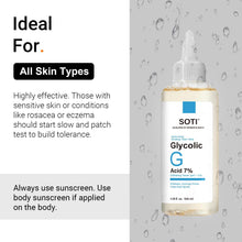 Load image into Gallery viewer, Glycolic Acid Toner 7% AHA, Exfoliating Facial Toner with Aloe Vera, Ginseng &amp; Amino Acids, Brightens Skin, Minimizes Pores, Anti-Aging, Vegan, 100ml, Soti