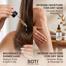 Load image into Gallery viewer, Organic Sweet Almond Body Oil, USDA Certified 100% Pure Cold Pressed Hexane Free | Carrier Oil &amp; Hair Oil for Face Skin Hair Baby Massage &amp; Body by SOTI (60ml / 2oz)