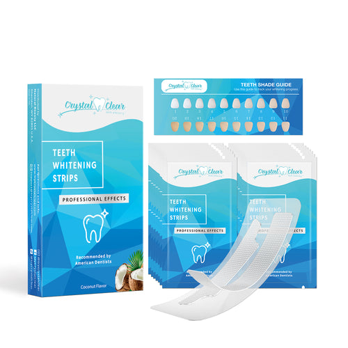 Crystal Clear Teeth Whitening Strips, Teeth, Dental Grade Professional White Strips for Sensitive Teeth, Coconut Flavor, 28 Strips, 14 Treatments