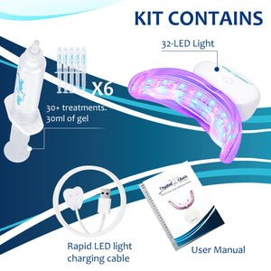Crystal Clear Teeth Whitening US Dentists-Approved, Rechargeable Waterproof Teeth Whitening All-in-One Kit