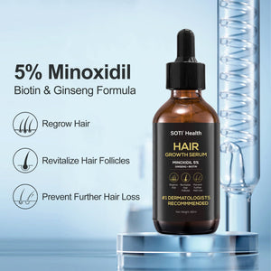Soti Minoxidil 5% Hair Growth, Hair Loss Regrowth Serum.  Formulated in USA!  Dermatologists Recommended. Extra Strength Formula (6 Pack)