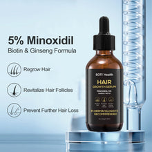 Load image into Gallery viewer, Soti Minoxidil 5% Hair Growth, Hair Loss Regrowth Serum 60ml. Formulated in USA! Dermatologists Recommended. Ginseng and Biotin Extra Strength Formula